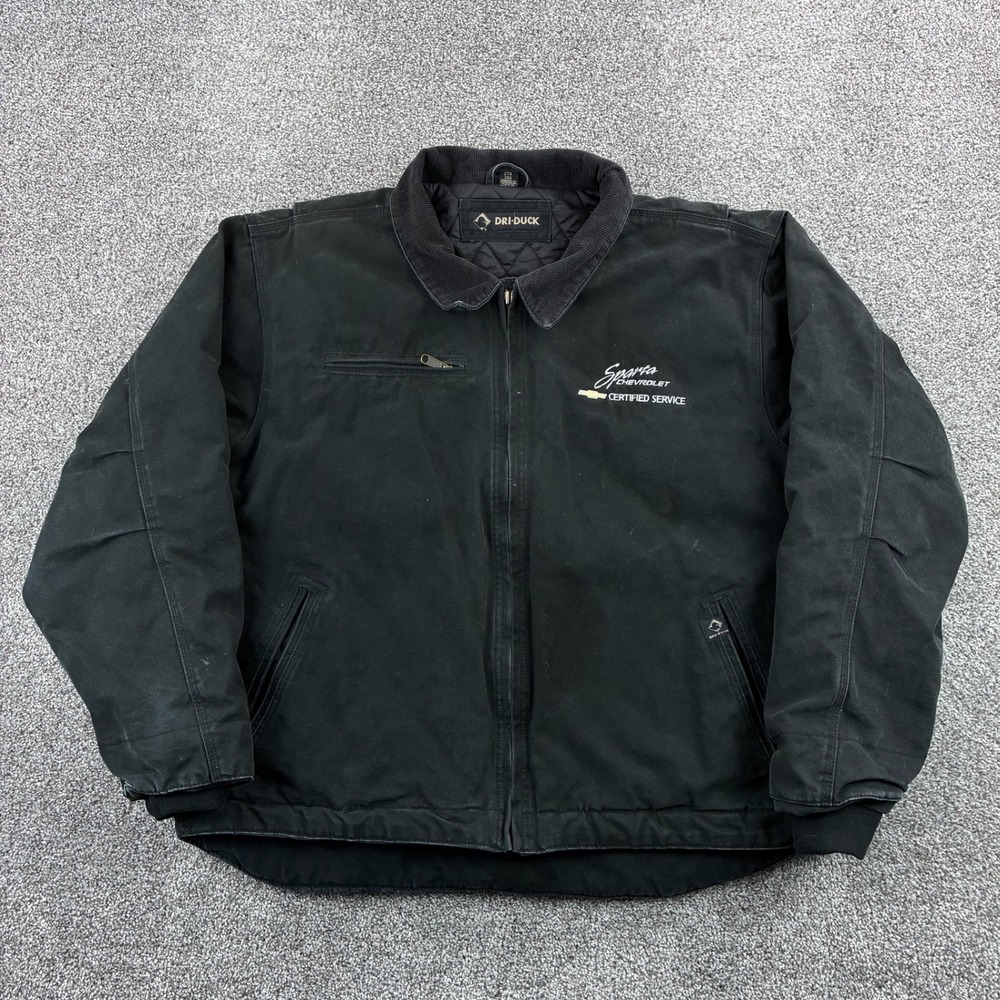 Dri-Duck Canvas Jacket Mens 2XL Black Chevrolet Sparta Work Corduroy Collar